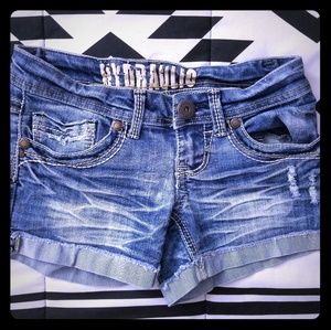 Distressed Blue Jean Shorts